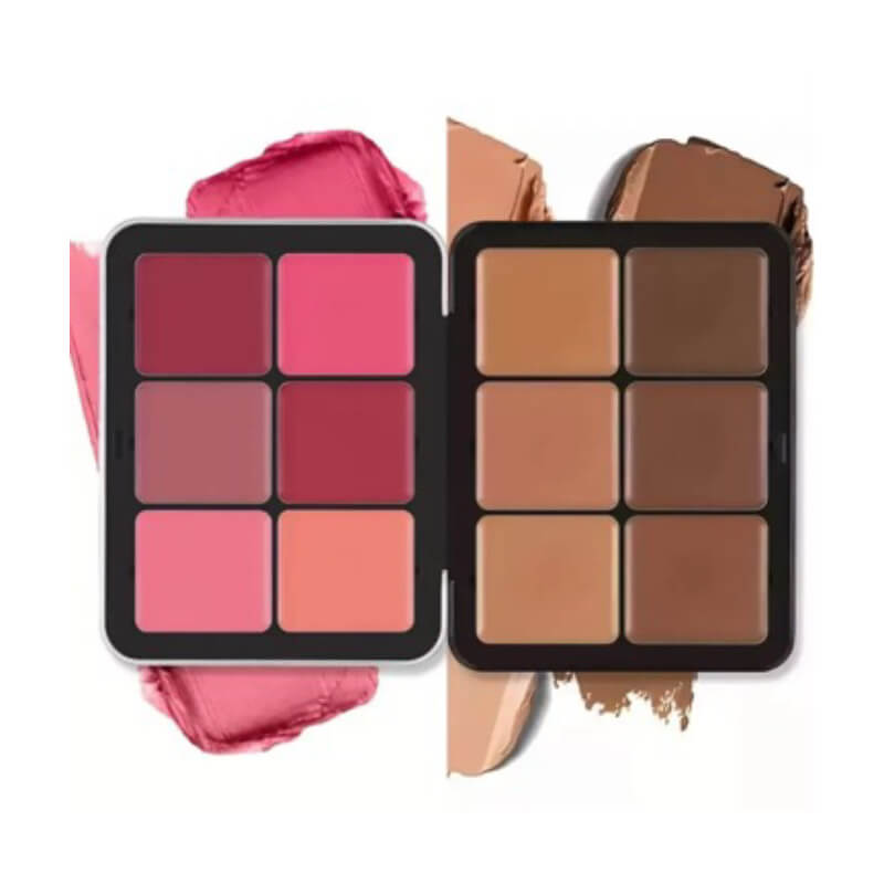 12 Colors Private Label Wholesale Vegan Halal Organic Cruelty Free Full Coverage Custom Cosmetic Ironhighlighterbronzer Contour Concealer Face Blush Palette