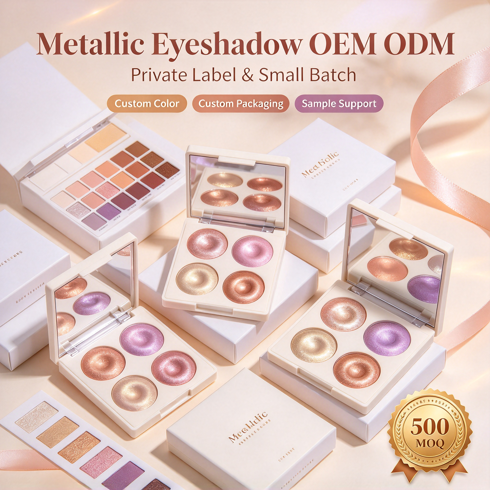 Private Label 4 Colors Baked Highlighter Palette, Donut Shimmer Pressed Highlight Powder, Multi Shade Face Glow Makeup, GMPC ISO MSDS Halal Custom OEM ODM Cosmetic