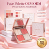 Private Label 4-in-1 Face Palette, Prime Blush Contour & Glow Makeup Palette, Matte & Shimmer Buildable Powder, Vegan Cruelty Free, ISO GMPC MSDS Halal, OEM ODM Small Batch MOQ500