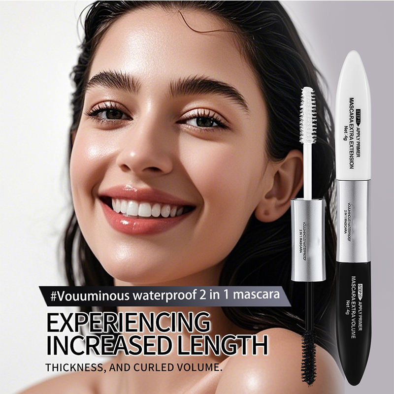 2-in-1 Double-ended Vegan 3D Fiber Waterproof Mascara, Equipped with Curling Extension And Quick-drying Anti-slip Formula Eyelash膏