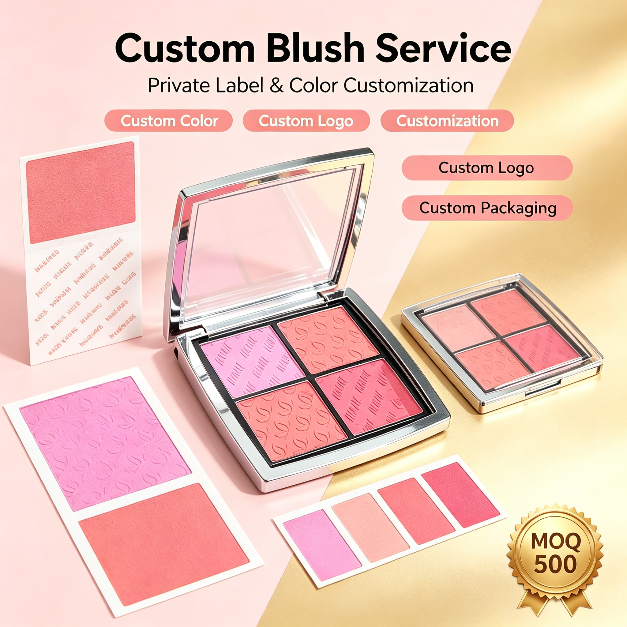 WHY BEAUTY 4 Colors Blush Palette Buildable Natural Matte Blush Powder Private Label OEM ODM Cosmetic