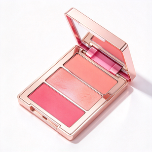 Whybeauty 3 Shades Blush Palette Soft Buildable Powder Blush Rose Gold Case With Mirror Private Label OEM ODM Cosmetic