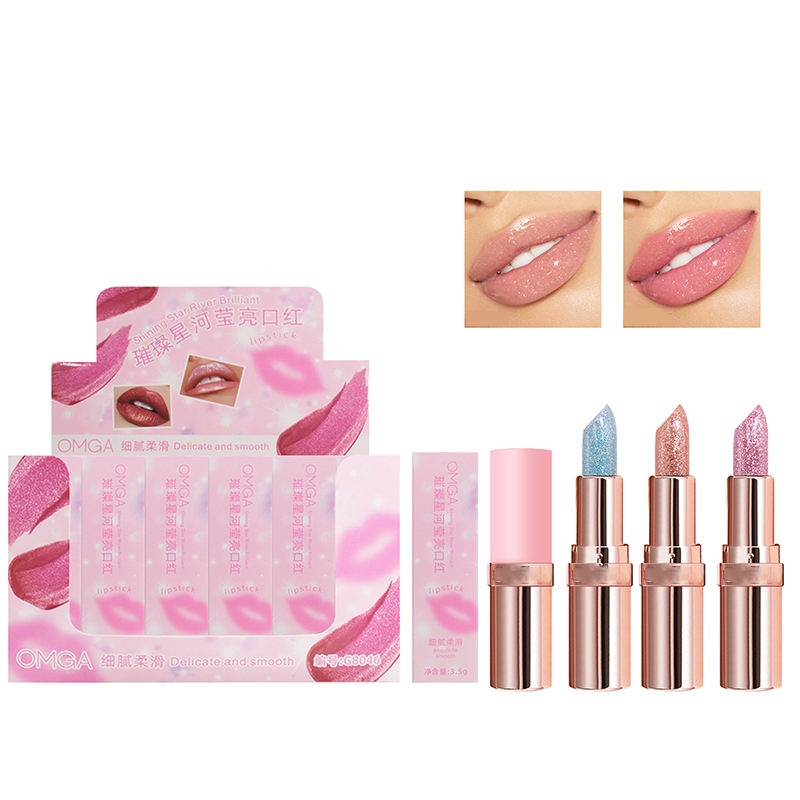 Color Changing Lipstick with Pearl Shine Moisturizing Waterproof Long Lasting Temperature Sensitive Lip Balm