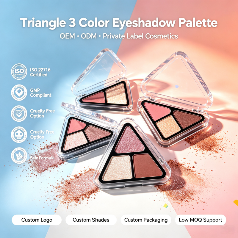 Atomic Kitten OEM ODM Triangle 3 Color Eyeshadow Palette Long Lasting Waterproof Portable Tri-color Eye Shadow