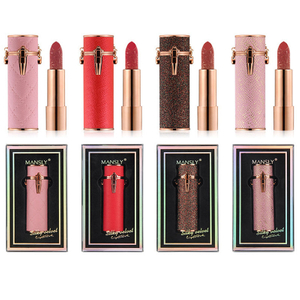 Long-Lasting Waterproof Matte Lipstick with Chain Detail Daily Use Carved Lipstick for Women