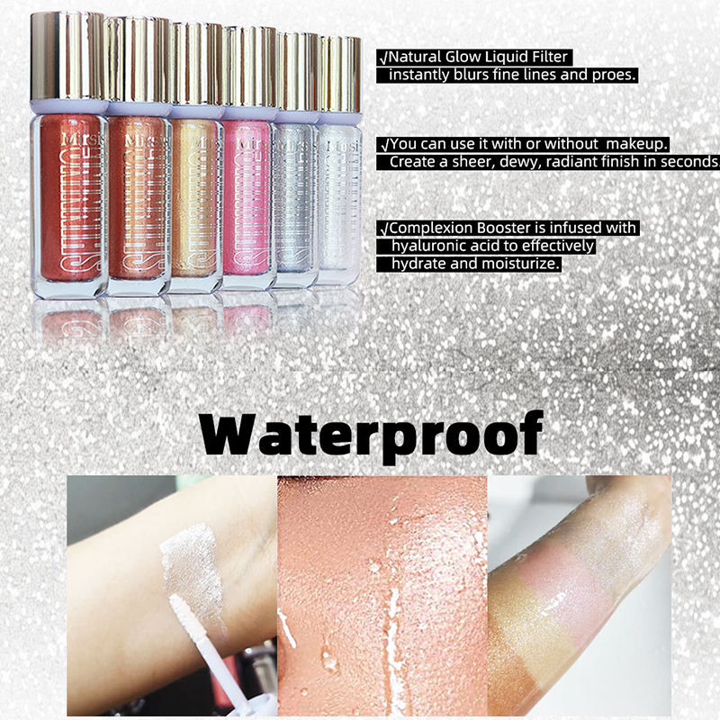 6-Pack Highlighter Liquid Natural Face Contouring with Brightening Effect Long-Lasting Non-Staining Formula for All-Day Glow