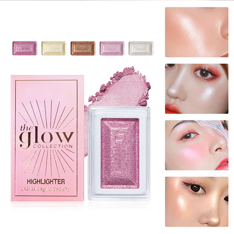 Single Color Blush & Highlight Powder Natural Brightening Pearlescent Glitter for 3D Radiant Makeup Glow