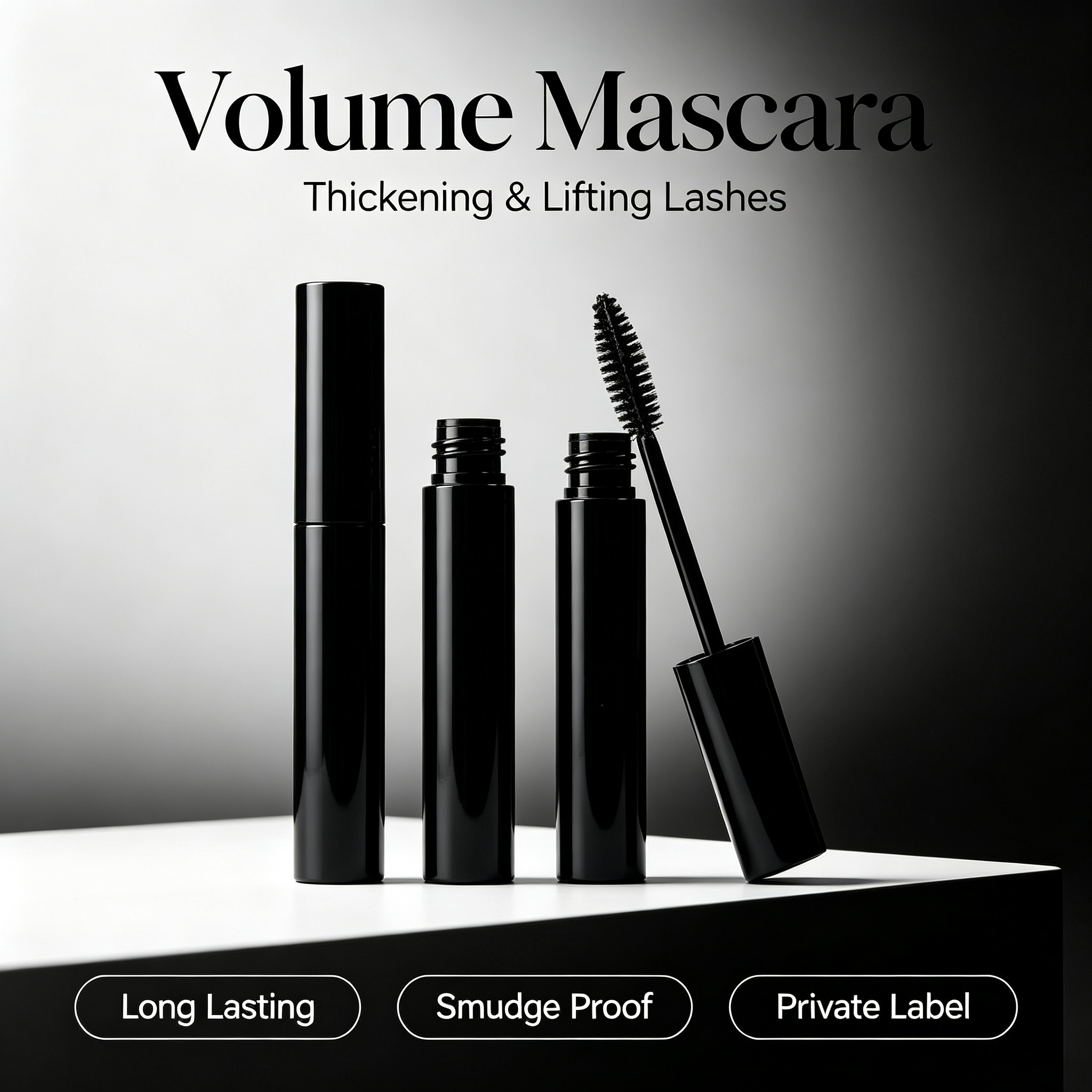 Private Label Mascara, Long Lasting Volume Lash Mascara, Waterproof Black Eyelash Makeup, Vegan Cruelty Free, ISO GMPC MSDS Halal, OEM ODM Small Batch MOQ500