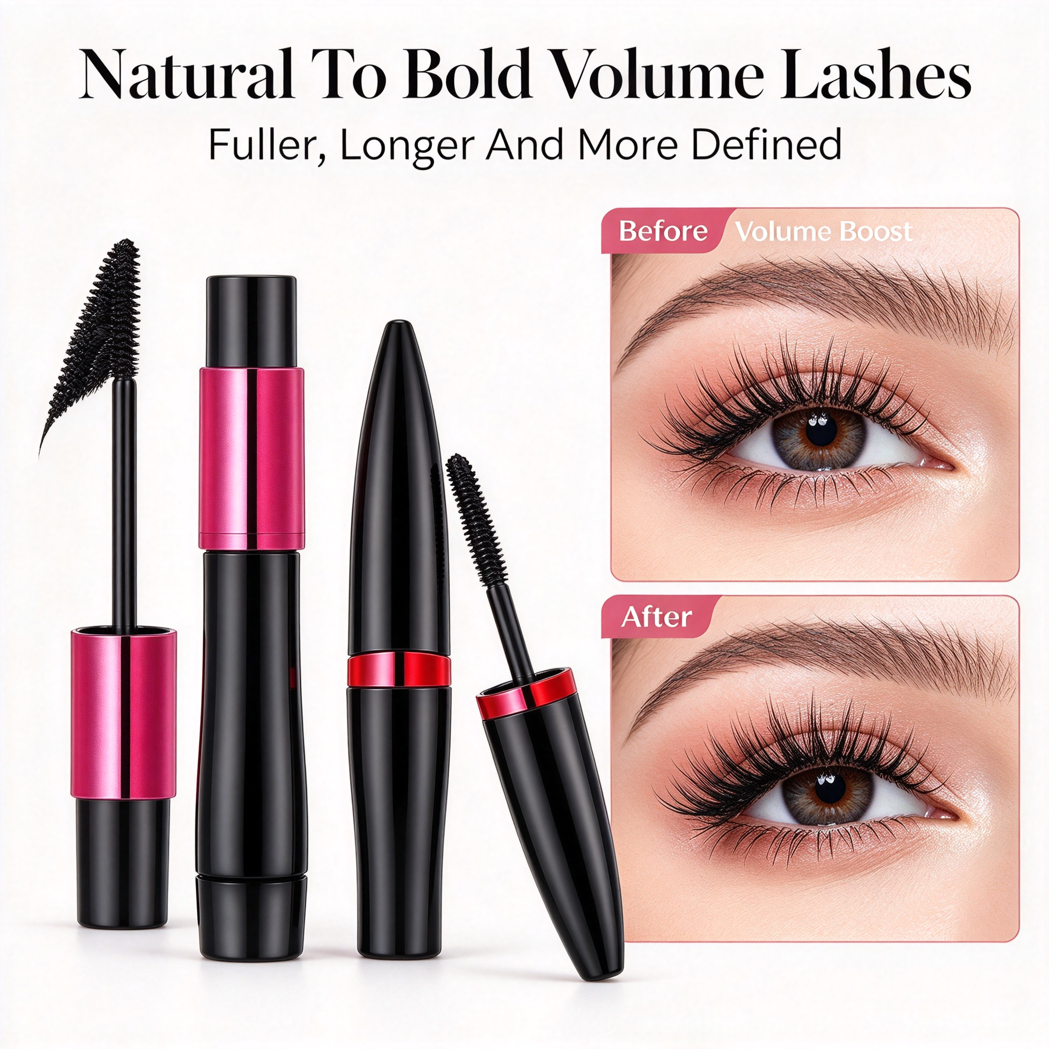 OEM ODM Thickening Lengthening Mascara, Waterproof Smudge Proof Long Lasting Volume Eyelash Mascara, GMPC MSDS Halal Certified Private Label Eye Makeup