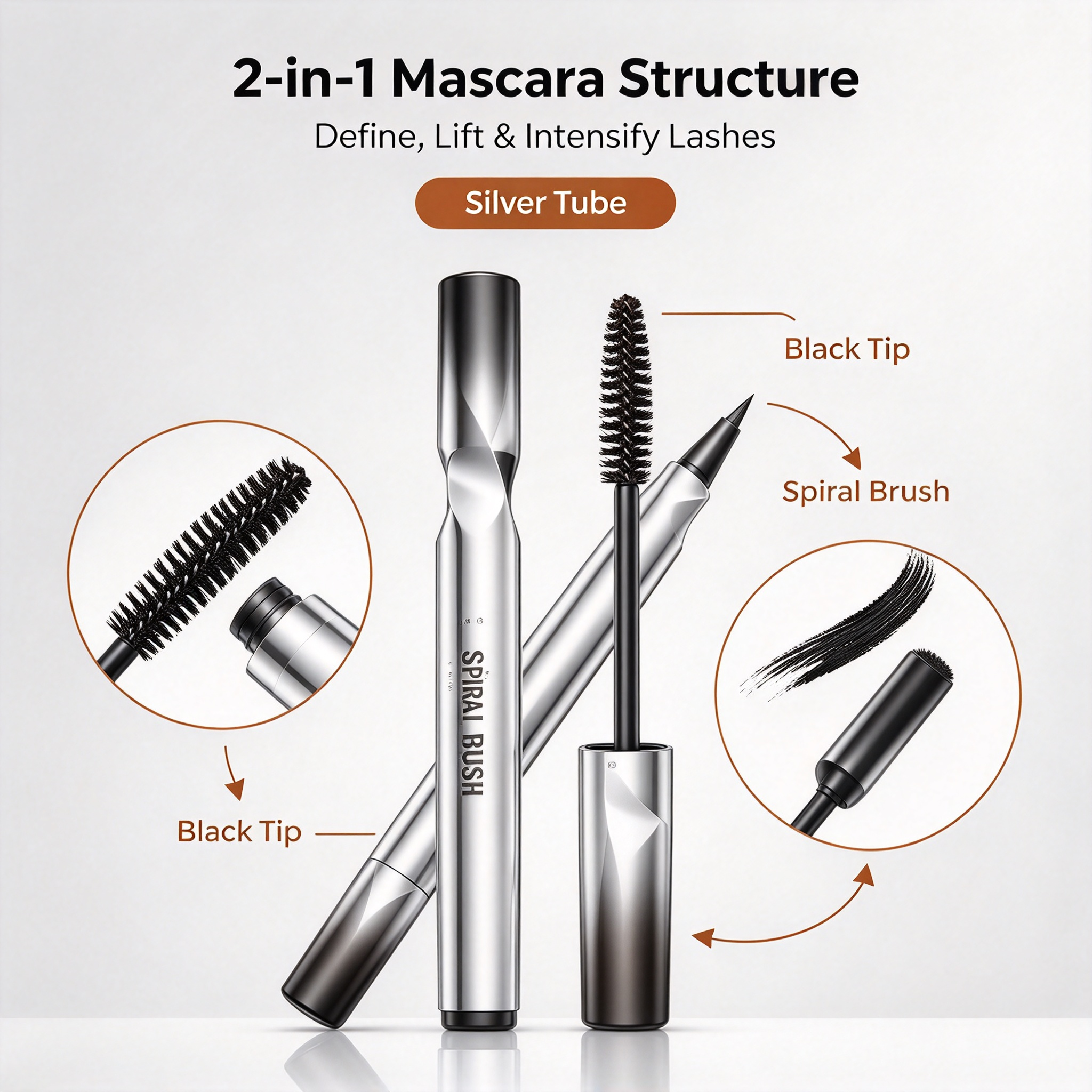 OEM ODM 24H Double Layer Fiber Mascara, Waterproof Sweatproof Lengthening Curling Volumizing Mascara, Vegan Friendly, GMPC MSDS Halal Certified Private Label Mascara
