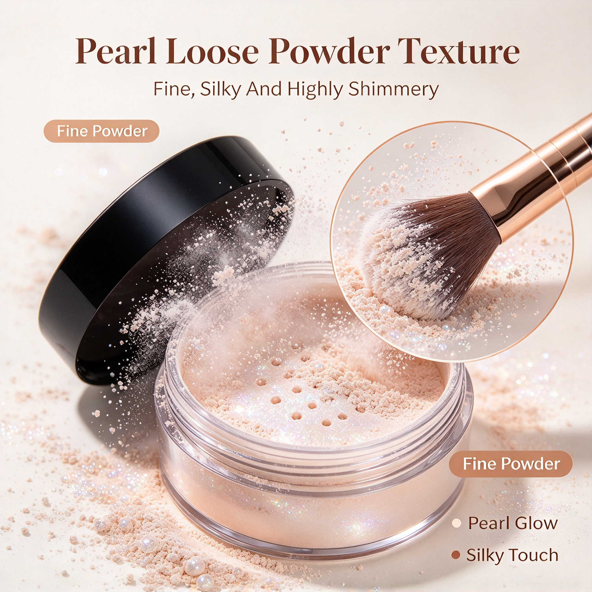 W HY-BEAUTY Private Label Translucent Loose Setting Powder, Oil Control Waterproof Long Lasting Matte Makeup Powder, ISO GMPC MSDS Halal Certified, OEM ODM Custom Logo, MOQ 500