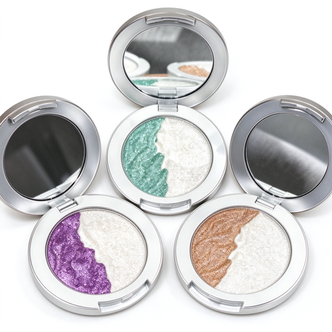 Private Label Dual Color Baked Eyeshadow, Shimmer Highlight Powder, Waterproof Long Lasting, Custom Logo, Vegan Cruelty Free, ISO GMPC MSDS Halal, OEM ODM Small Batch MOQ500