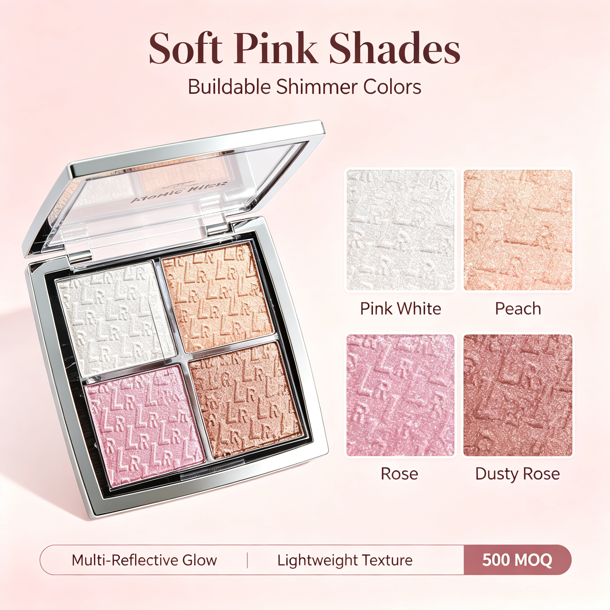 WHY BEAUTY 4 Colors Shimmer Highlighter Palette Multi-Reflective Glow Face Highlight Powder Private Label OEM ODM Cosmetic