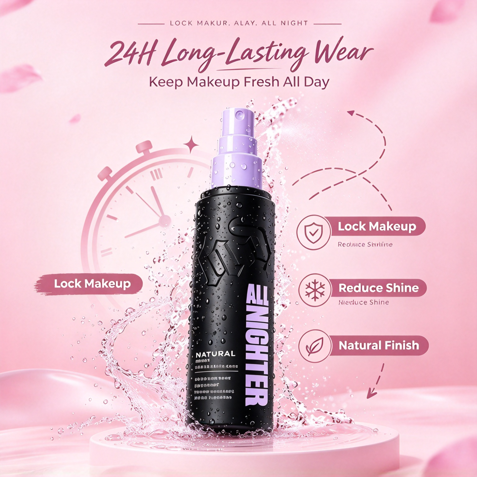 Private Label All Nighter Setting Spray Long Lasting Waterproof Makeup Fixing Spray Vegan Cruelty Free With ISO GMPC MSDS Halal Custom Logo Cosmetic MOQ 500