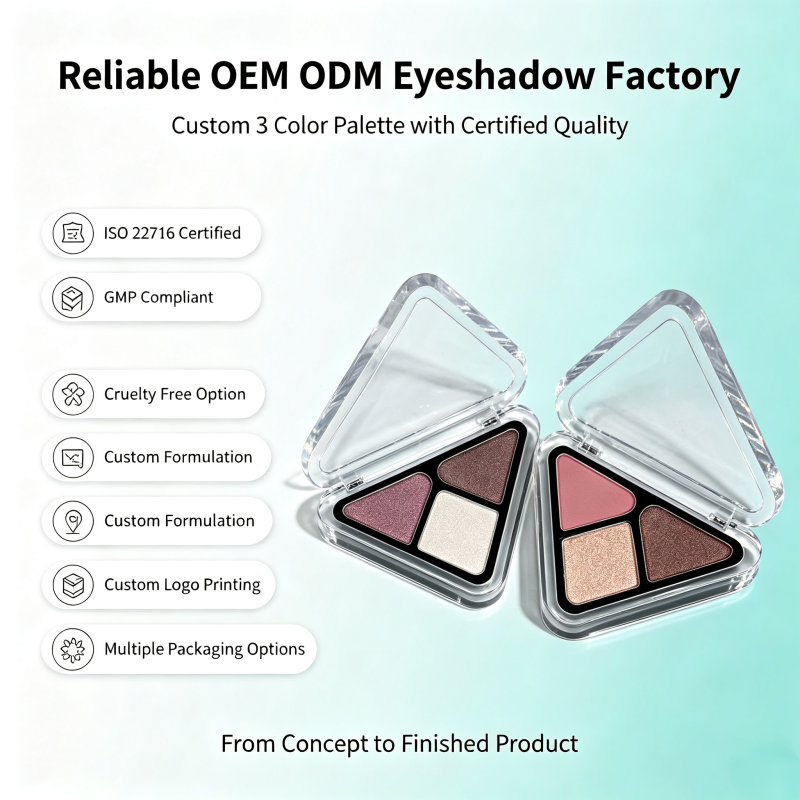 Atomic Kitten OEM ODM Triangle 3 Color Eyeshadow Palette Long Lasting Waterproof Portable Tri-color Eye Shadow