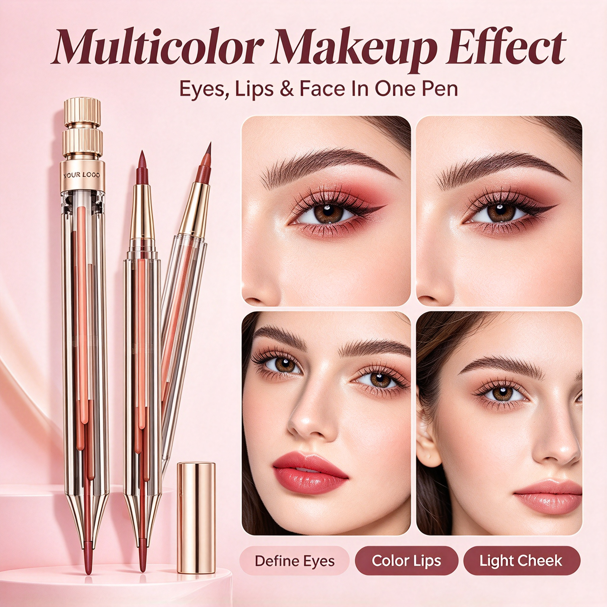 Private Label 4 Colors In One Lip Liner Pen Multi Shades Lip Pencil Waterproof Long Lasting Vegan With ISO GMPC MSDS Halal Custom Cosmetic OEM ODM Small Batch MOQ500