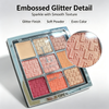 Private Label 9 Shades Eyeshadow Palette, Nude Orange Glitter Mix Eye Makeup, High Pigment Easy To Blend Buildable Color, Vegan Cruelty Free, ISO GMPC MSDS Halal, OEM ODM Small Batch MOQ500