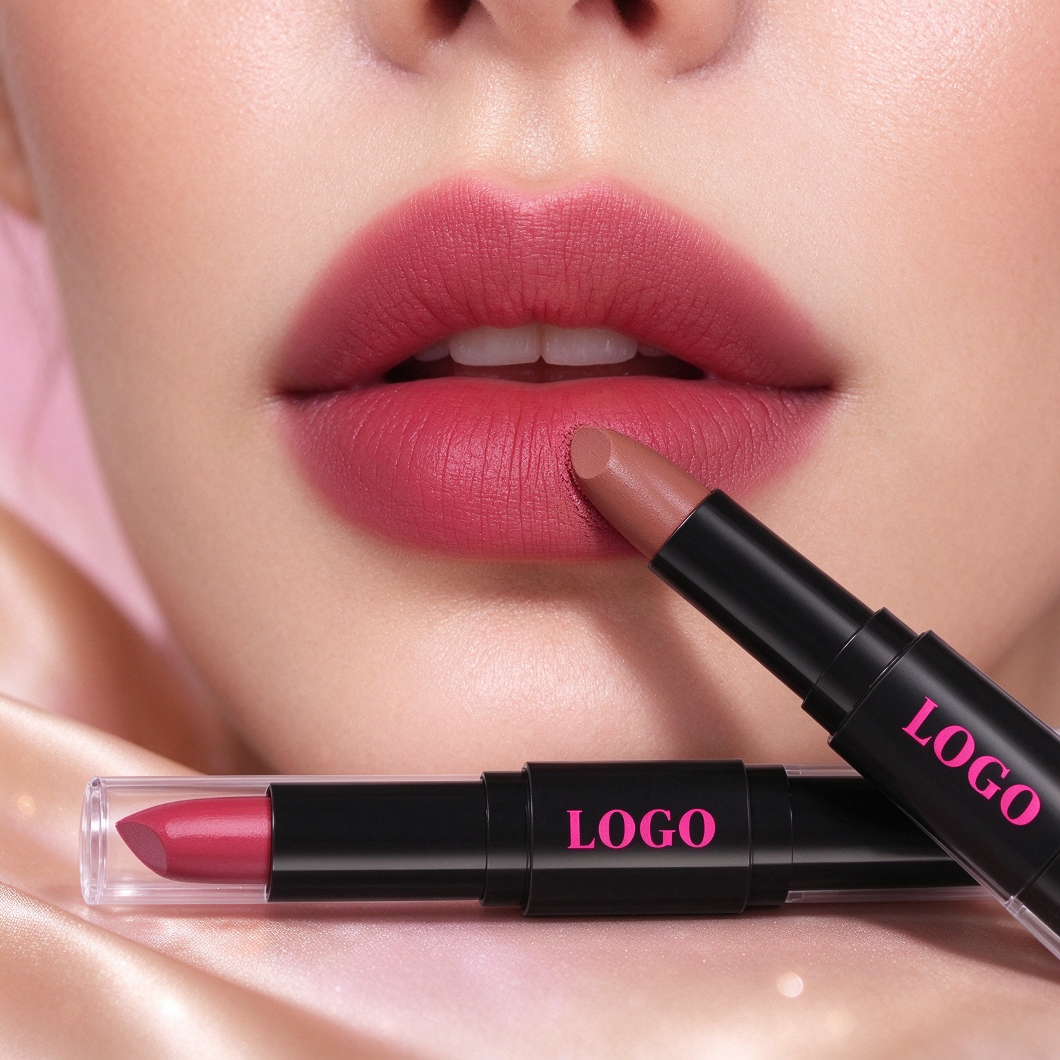 Private Label Dual End Matte Lipstick Long Lasting Hydrating Cosmetic Vegan Lipstick