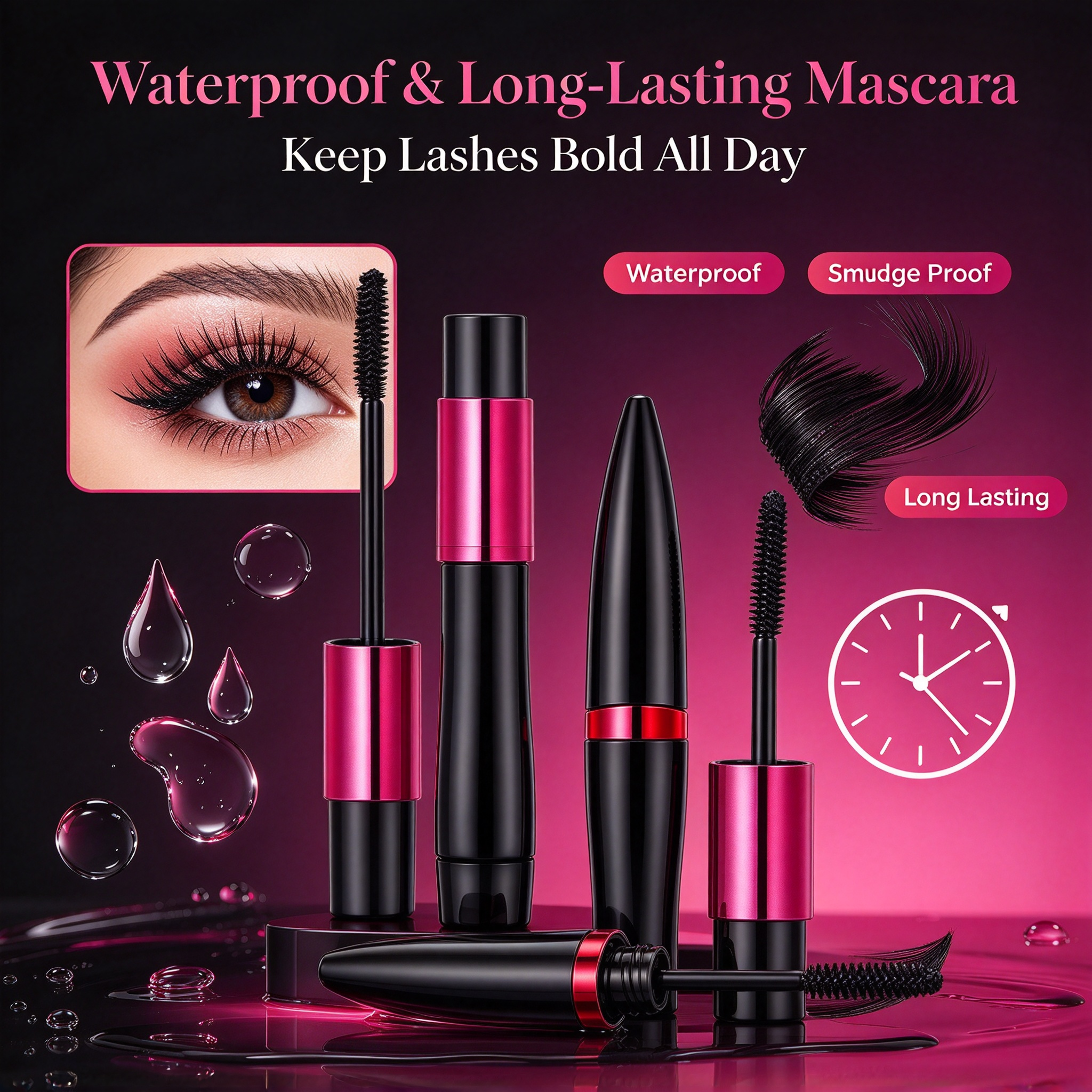OEM ODM Thickening Lengthening Mascara, Waterproof Smudge Proof Long Lasting Volume Eyelash Mascara, GMPC MSDS Halal Certified Private Label Eye Makeup