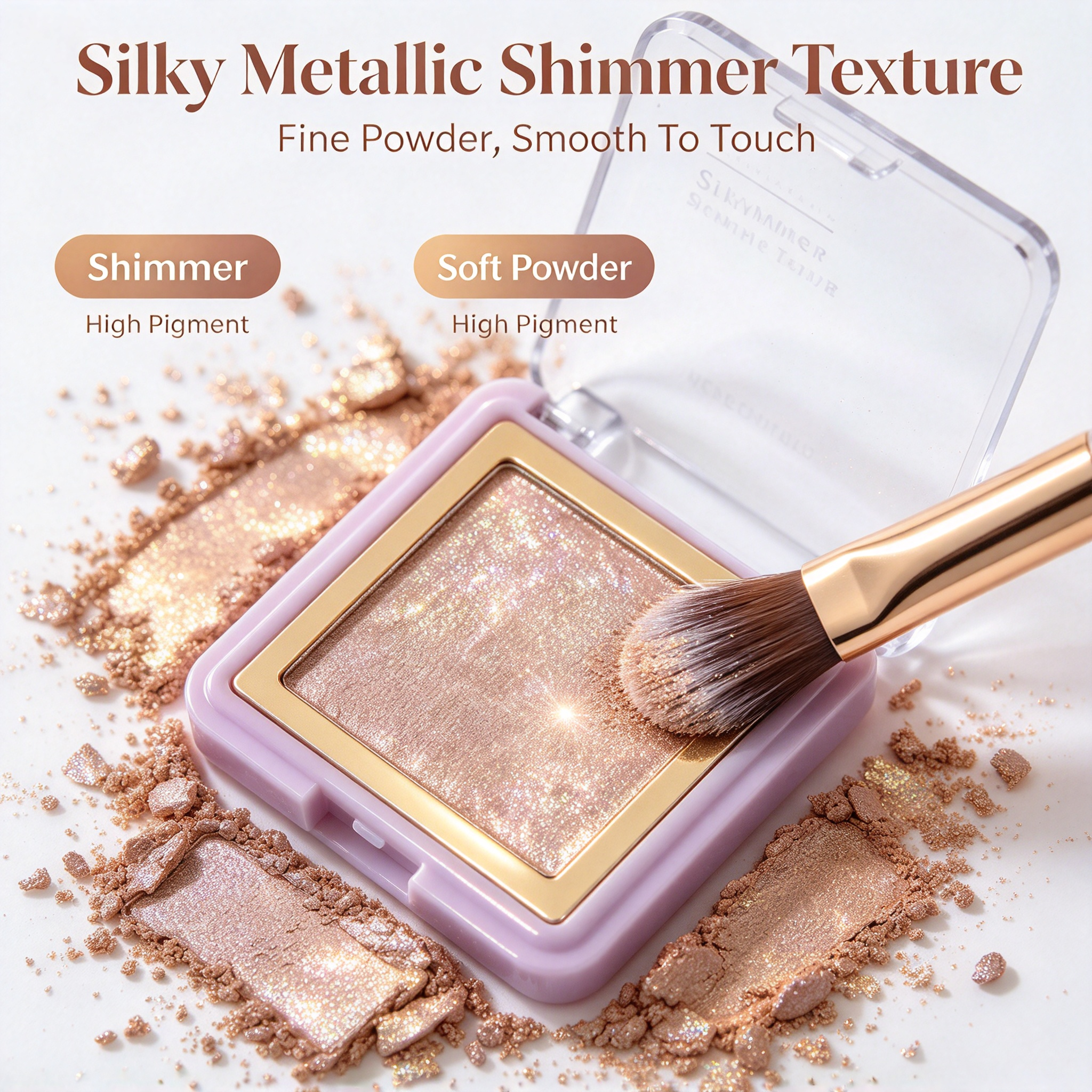 Private Label Single Shade Shimmer Highlighter Powder, Face Brightening Makeup, Waterproof Long Lasting, Custom Logo, Vegan Cruelty Free, ISO GMPC MSDS Halal, OEM ODM Small Batch MOQ500