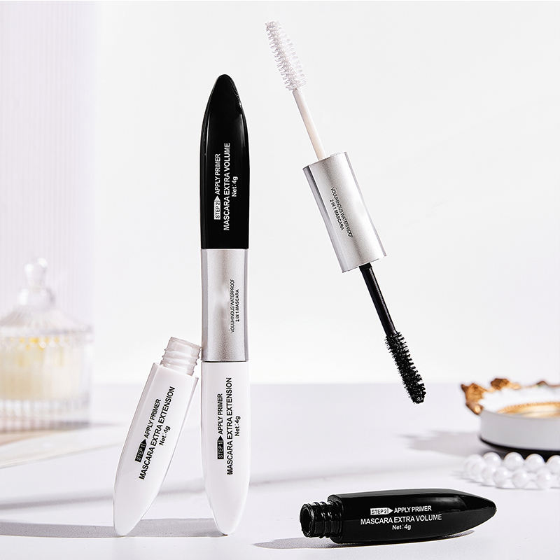 2-in-1 Double-ended Vegan 3D Fiber Waterproof Mascara, Equipped with Curling Extension And Quick-drying Anti-slip Formula Eyelash膏
