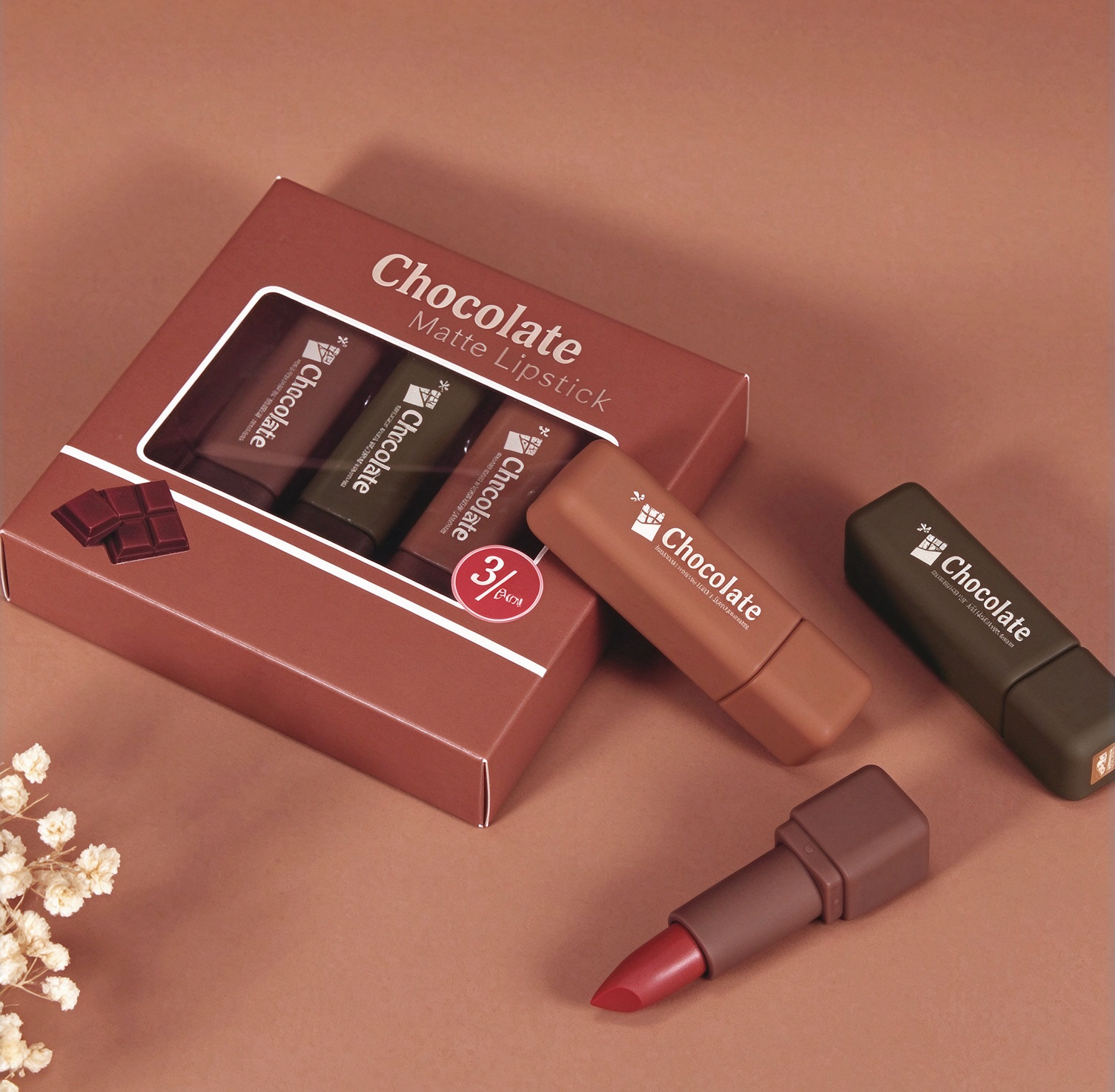 Chocolate Matte Lipstick Set Long Lasting Hydrating Non-Stick Cup Lip Tint