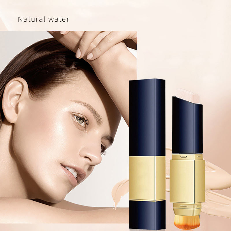 Double Ended Concealer with Brush Long Lasting Foundation Stick for Smooth Bright Skin