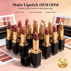 Private Label Matte Lipstick, Silky Smooth High Pigment Lip Stick, Comfortable Long Wear Lip Makeup, Vegan Cruelty Free, ISO GMPC MSDS Halal, OEM ODM Small Batch MOQ500