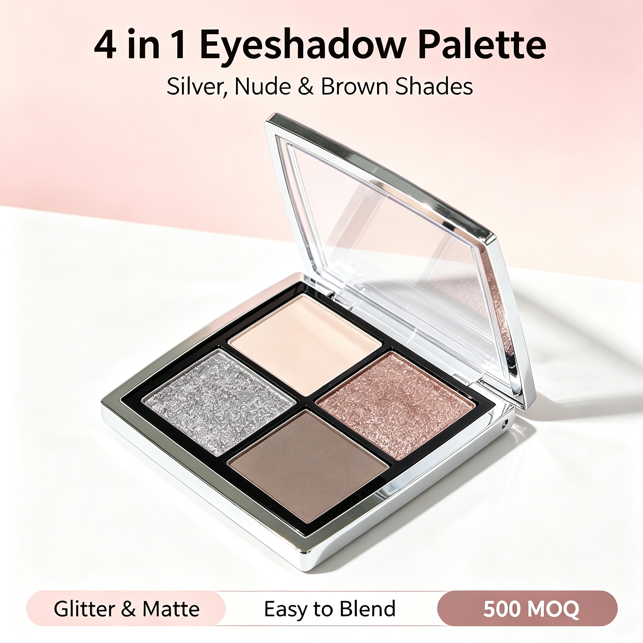 WHY BEAUTY 4 Shades Eyeshadow Palette Matte & Glitter Long Lasting Nude Eye Makeup OEM ODM