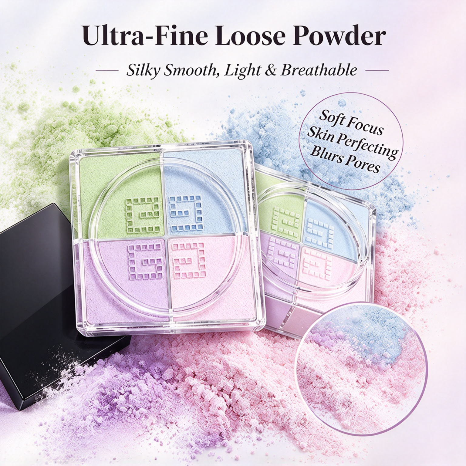 Private Label 4 Color Loose Setting Powder Ultra Fine Long Lasting Brighten Blur Face Powder Vegan With ISO GMPC MSDS Halal Custom Logo Cosmetic MOQ 500