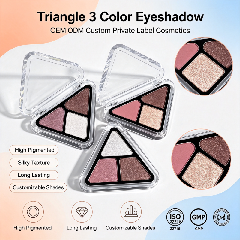 Atomic Kitten OEM ODM Triangle 3 Color Eyeshadow Palette Long Lasting Waterproof Portable Tri-color Eye Shadow
