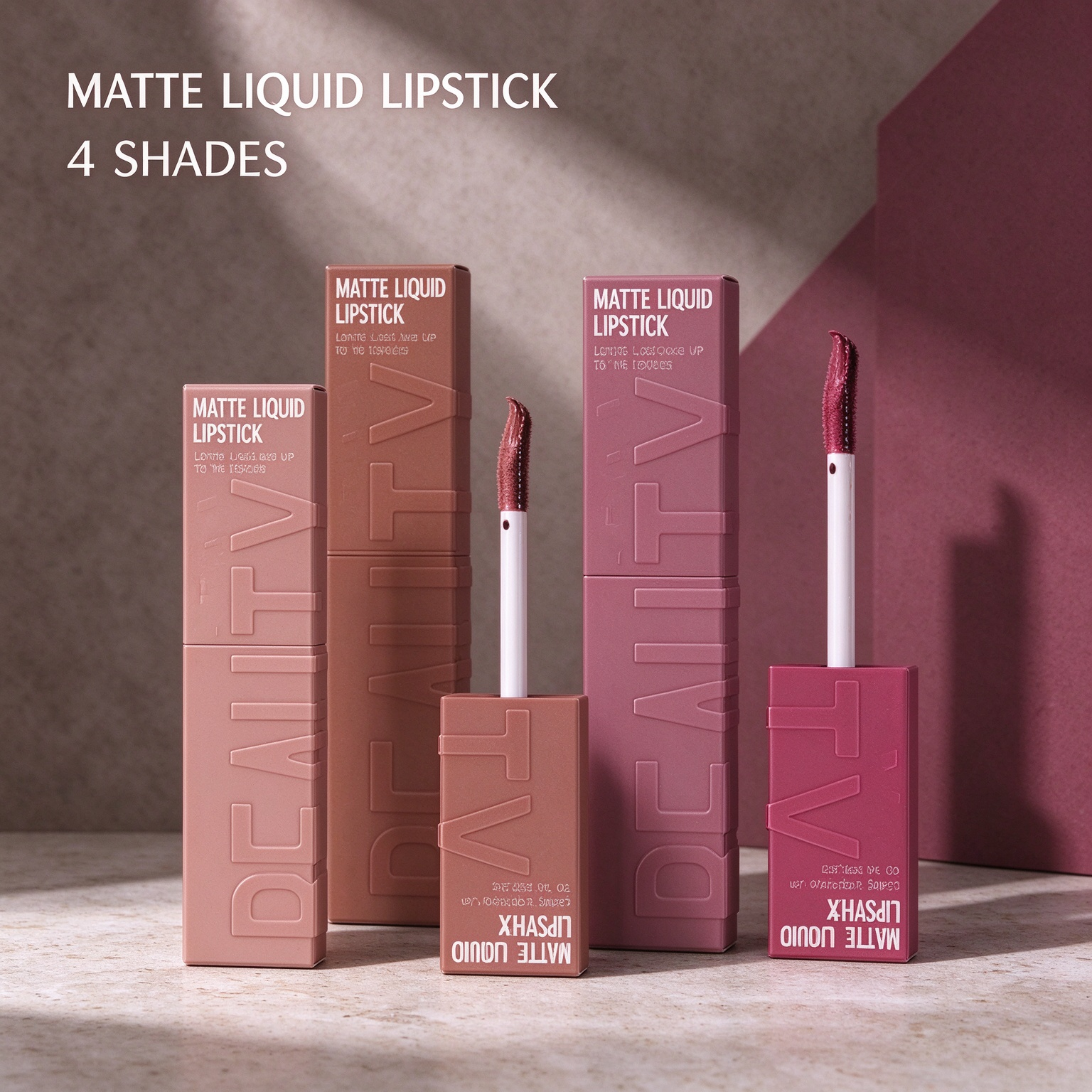 4 Colors Square Tube Matte Liquid Lipstick Set Private Label Long Lasting Lip Tint