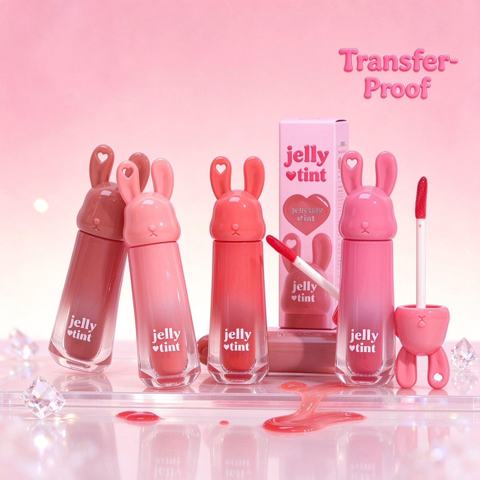 Cute Bunny Jelly Tint Long Lasting Transfer Proof Lip Gloss Hydrating Lip Glaze