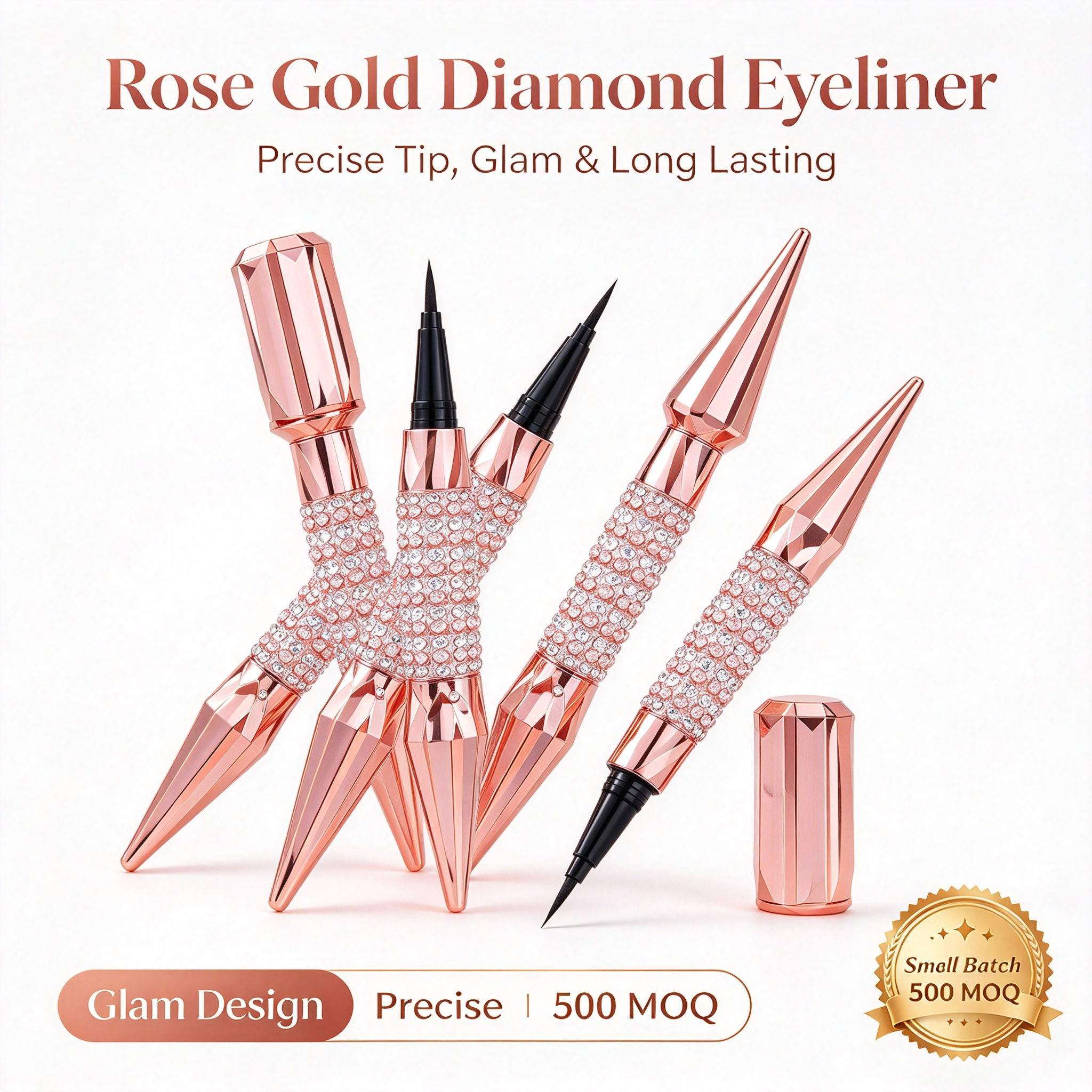 OEM Diamond Decor Liquid Eyeliner Pen, Waterproof Quick Dry Black Eyeliner, Smudge Proof Long Lasting Rhinestone Eyeliner, GMPC MSDS Halal Certified Private Label Eye Makeup