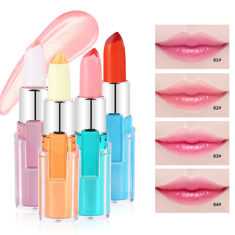 Temperature Changing Organic Herbal Lipstick Moisturizing Waterproof Non-Slipping Color Shifting Lip Balm Vitamin E Fruit Flavor
