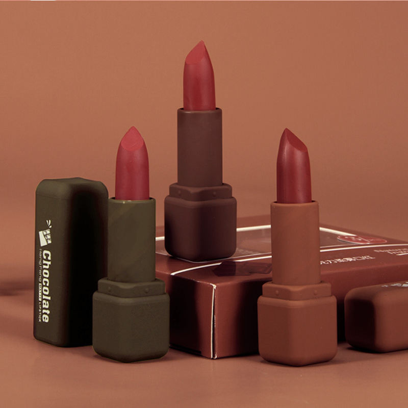 Matte Chocolate Lipstick Set with Female Student Model Plain Lip Gloss for Women