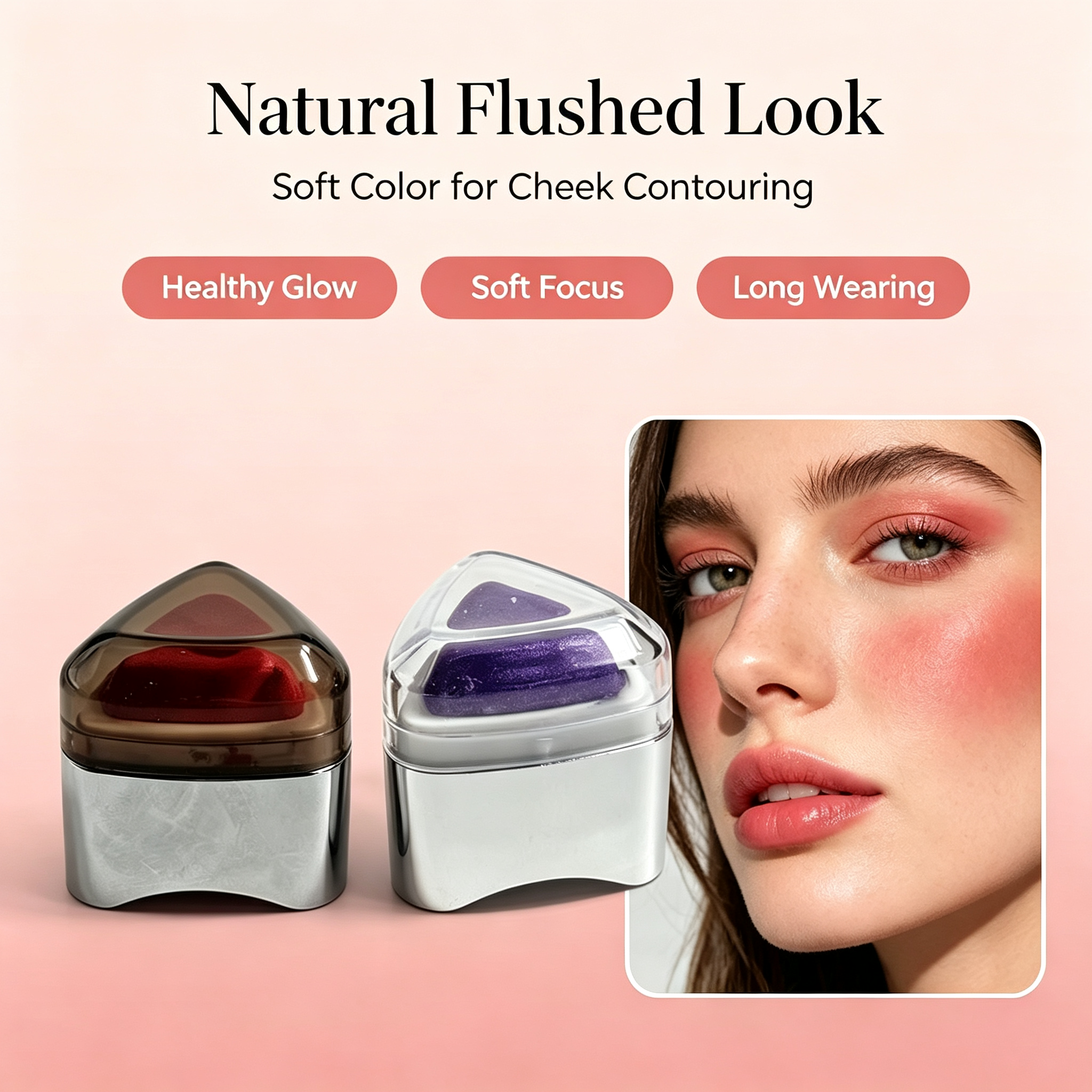 Whybeauty Triangle Cream Blush Stick Smooth Easy Blend Buildable Natural Flush Long Lasting Face Blush OEM ODM Private Label Cosmetics Wholesale
