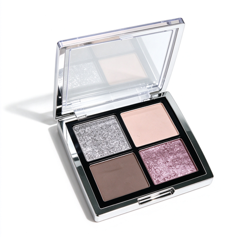 Private Label 4 Shades Eyeshadow Palette, Matte & Glitter Shimmer Eye Shadow, Buildable Pigment Eyeshadow, Vegan Cruelty Free, ISO GMPC MSDS Halal, OEM ODM Small Batch MOQ500