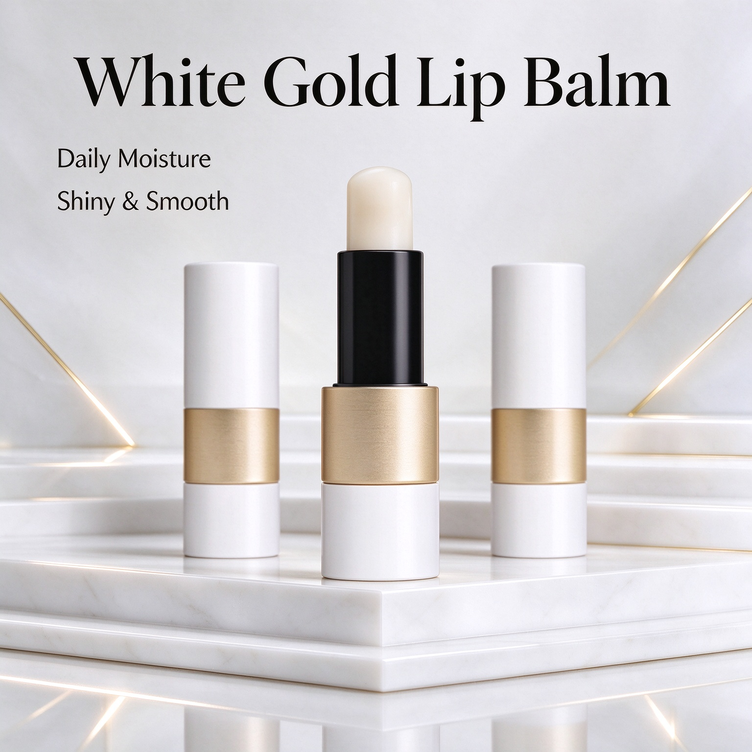 Private Label White Gold Lip Balm Daily Moisture Shiny Smooth Lip Care For Men And Women
