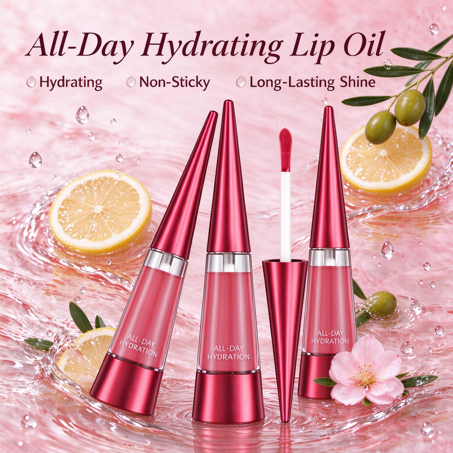 Private Label Long Lasting Shiny Lip Oil Lightweight Non Sticky Vitamin E Lip Care