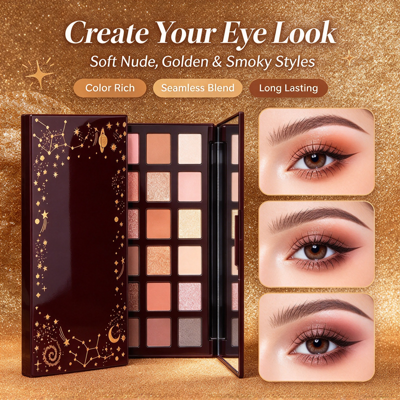 Private Label 15 Color Constellation Eyeshadow Palette Matte Shimmer Mixed High Pigment Long Lasting Eye Makeup OEM ODM With GMPC MSDS Halal Certification