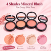 Private Label Mineralize Skin Finish Blush, 4 Shades Silky Texture Natural Glow Baked Blush, Vegan Cruelty Free With ISO GMPC MSDS Halal, Custom Cosmetics OEM ODM Small Batch MOQ500