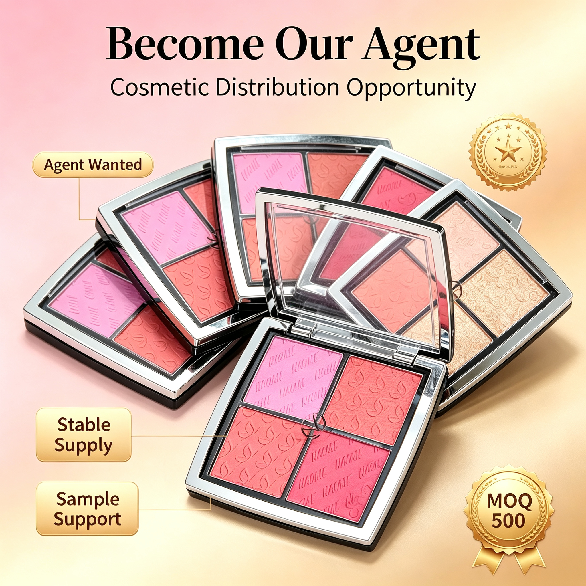WHY BEAUTY 4 Colors Blush Palette Buildable Natural Matte Blush Powder Private Label OEM ODM Cosmetic