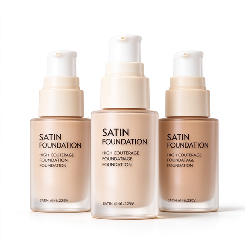 Private Label High Coverage Satin Liquid Foundation Long Lasting Waterproof Facial Makeup For All Skin Types