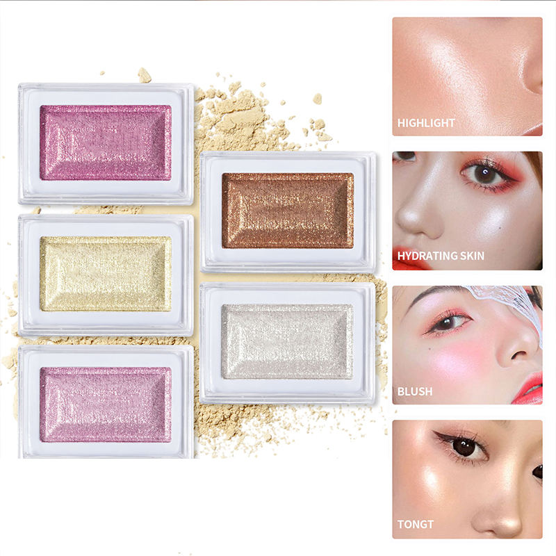 Single Color Blush & Highlight Powder Natural Brightening Pearlescent Glitter for 3D Radiant Makeup Glow
