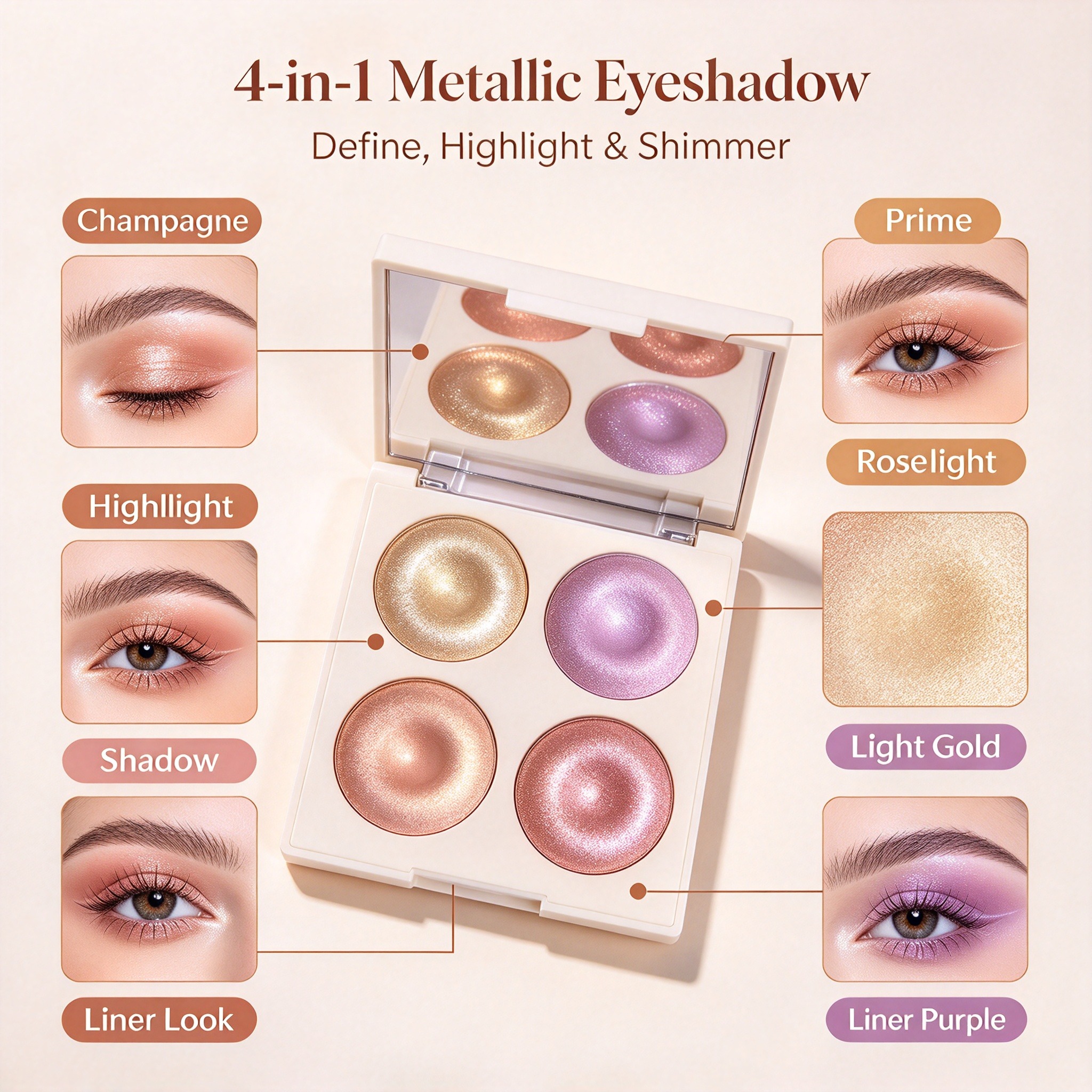 Private Label 4 Colors Baked Highlighter Palette, Donut Shimmer Pressed Highlight Powder, Multi Shade Face Glow Makeup, GMPC ISO MSDS Halal Custom OEM ODM Cosmetic