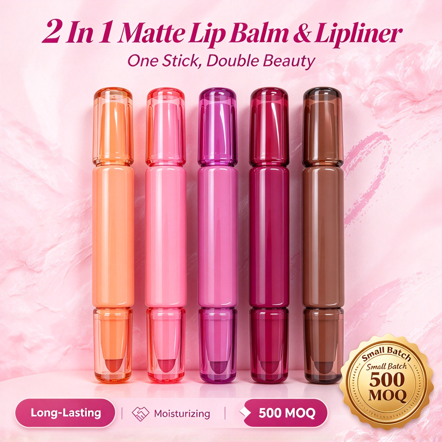 Rivate Label 2 In 1 Lipstick Lip Liner Set 6 Colors Matte Velvet Lip Balm Double End Lip Pencil Long Lasting Waterproof Custom Logo Cosmetic OEM ODM with GMPC MSDS Halal Certificate