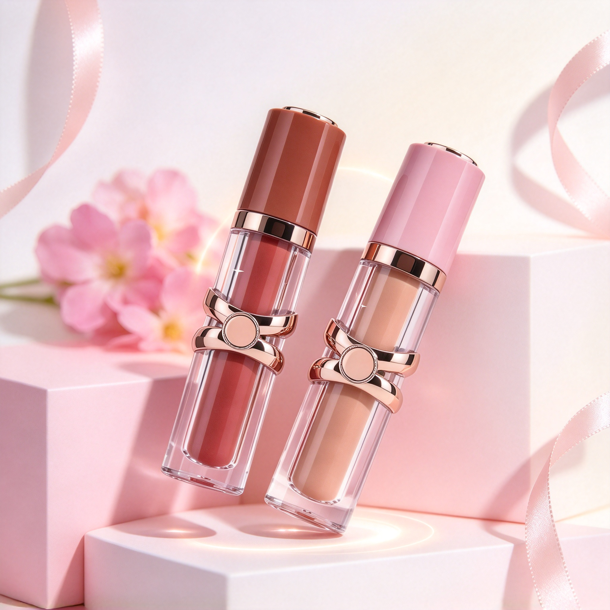 Cute Bow Transparent Lip Gloss Nourishing Long Lasting Non-Stick Cup Liquid Lipstick