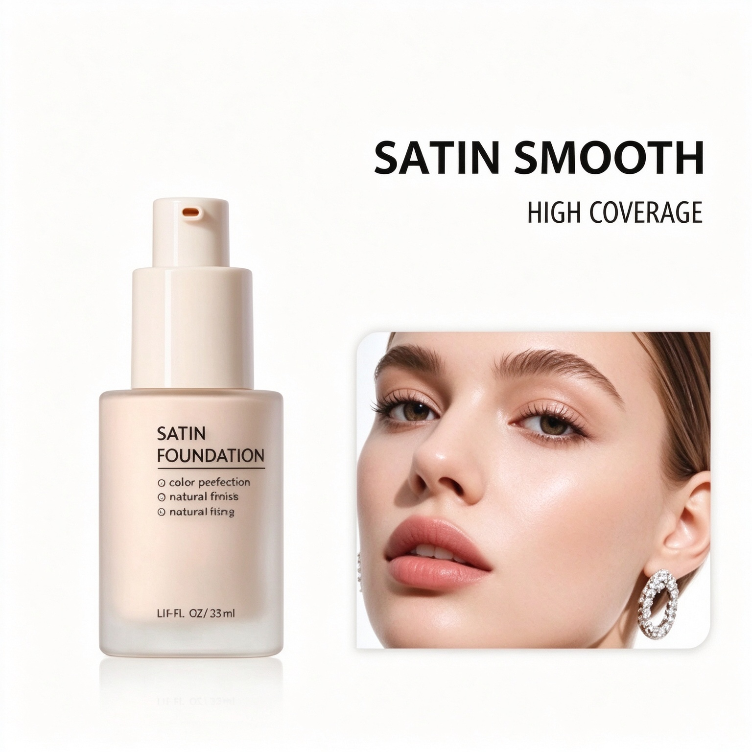Private Label High Coverage Satin Liquid Foundation Long Lasting Waterproof Facial Makeup For All Skin Types