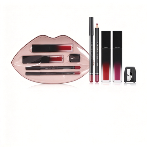 Matte Nude Lip Liner & Gloss Set Non-Stick Non-Transfer Liquid Lip Glaze for Smooth Long-Lasting Makeup